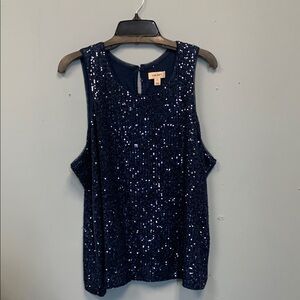 Elegant Navy Sequin Tank Top